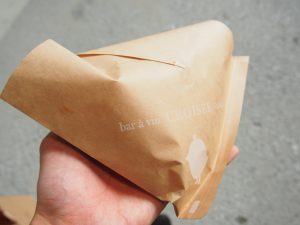 Falafel wrapped in paper