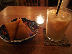 African Samosa and Organic Soy Milk Tea