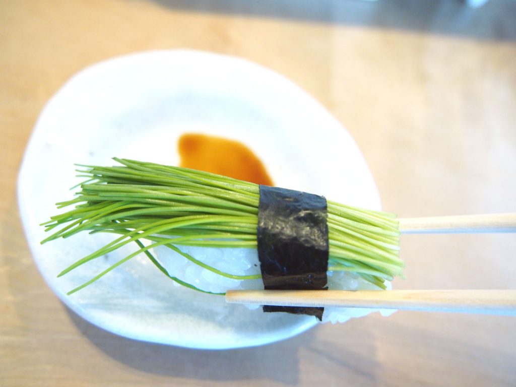 Vegan Sushi of Baby Scallion