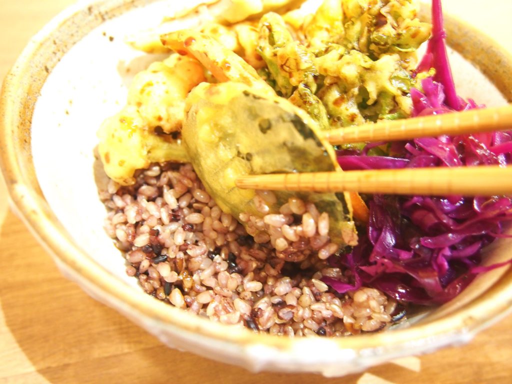 Veggie Tendon and Rice with Mixed Grains